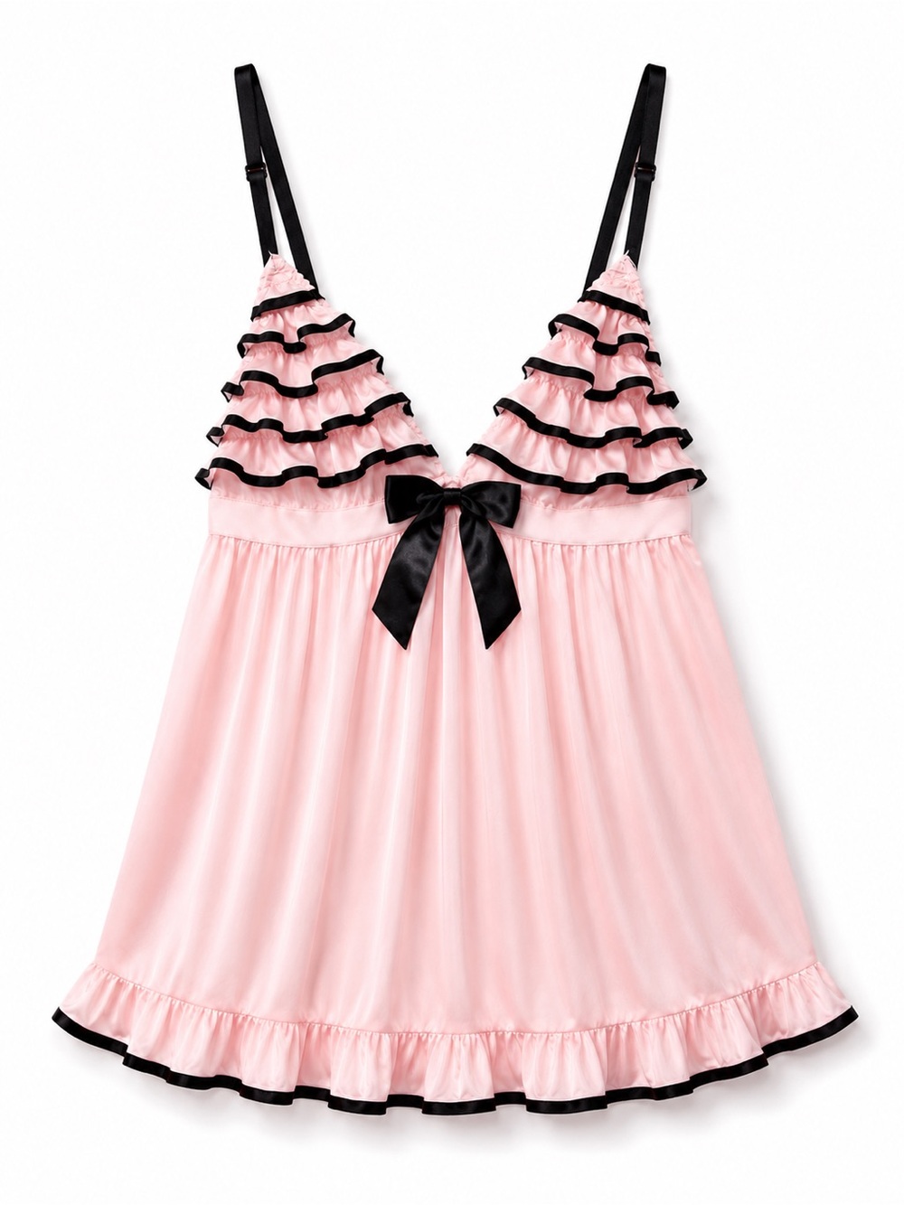 Victoria's Secret Pink Babydoll Chemise Set with Black Accents Women’s small